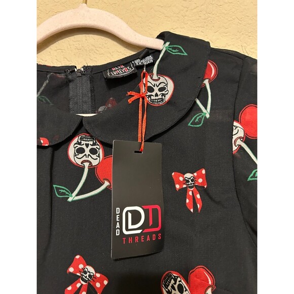 NWT Dead Threads Fit Flare Dress Womens Small Cherry Skull Rockabilly Punk VLV - Picture 7 of 9